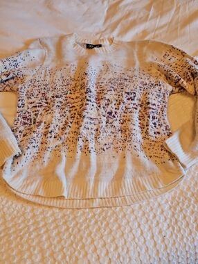 Orange Cream Crewneck Sweater with Burgundy Speckle Lg/xl